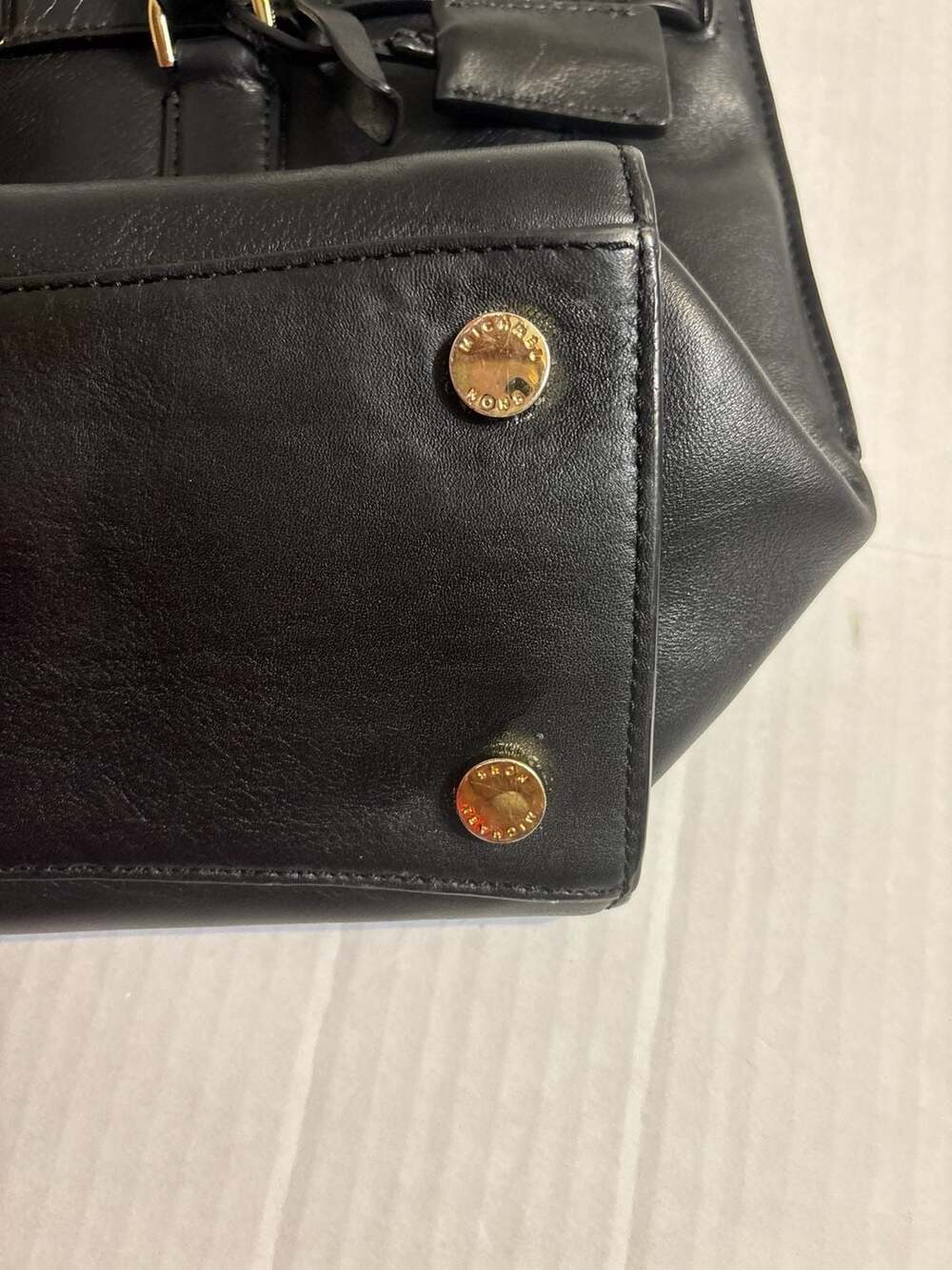 Michael Kors Hamilton Leather Satchel Bag with Gold Lock Detail - Picture 3 of 5
